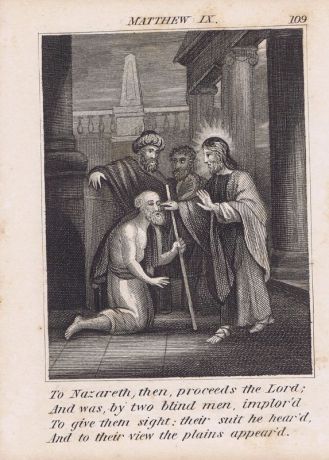Библия. Исцеление двух слепых. Офорт. Англия, Лондон, ок. 1850 года