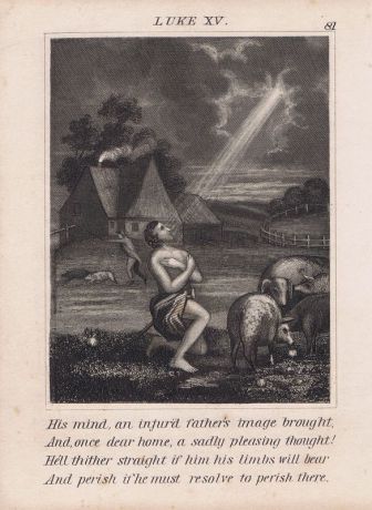 Библия. Нищета блудного сына. Офорт. Англия, Лондон, ок. 1850 года
