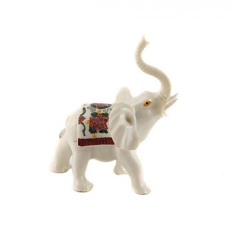 Статуэтка "Белый слон" в тибетском стиле. Резьба, роспись, полимерный материал. Юго-Восточная Азия, конец XX век