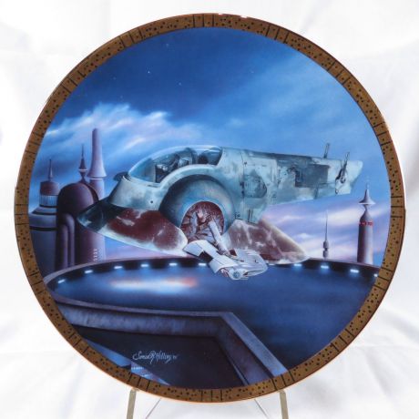 "Космические Корабли саги Звёздные Войны: Раб I (Slave I)", декоративная тарелка. Фарфор, деколь. The Hamilton Collection, США, 1996 год