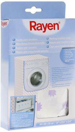 Чехол "Rayen", для стиральной машины с горизонтальной загрузкой, цвет: белый, фиолетовый, 84 х 60 х 60 см
