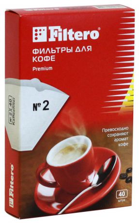 Filtero Premium №2 фильтры для кофеварок, 40 шт