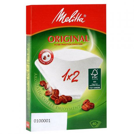 Melitta Original, White фильтры для заваривания кофе, 1х2/40