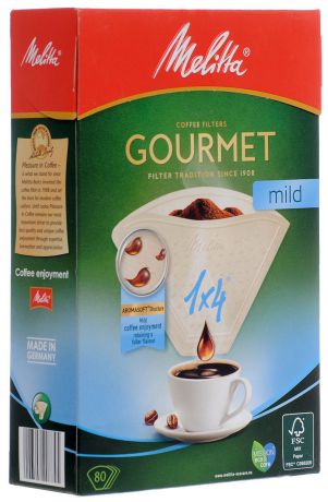 Melitta Gourmet Mild фильтры для заваривания кофе, 1х4/80 шт.