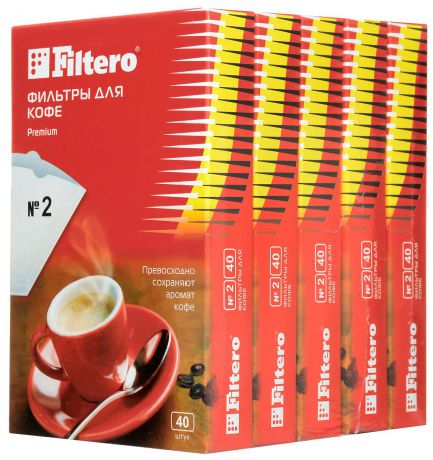 Filtero Premium №2 комплект фильтров для кофеварок, 200 шт