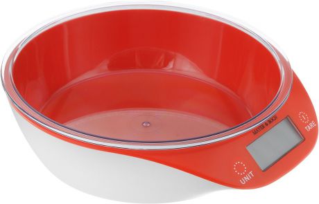 Весы кухонные "Mayer & Boch", с чашей, цвет: красный, белый, до 5 кг
