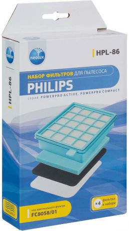 Набор фильтров Neolux "HPL-86" для пылесоса Philips, 4 шт
