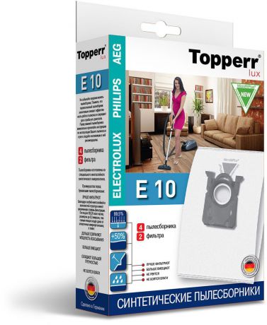 Topperr E 10 фильтр для пылесосов Electrolux, Philips, AEG, 4 шт