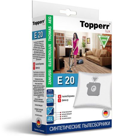 Topperr E 20 фильтр для пылесосов Zanussi, Electrolux, AEG, 4 шт
