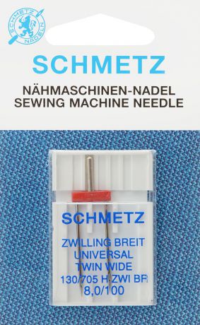 Игла для бытовых швейных машин "Schmetz", универсальная, двойная, №100, 8 мм