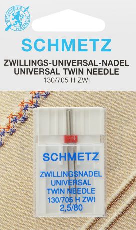 Игла для бытовых швейных машин "Schmetz", универсальная, двойная, №80, 2,5 мм