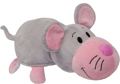 1TOY Мягкая игрушка Вывернушка 2 в 1 Розовый кот-Мышь 35 см