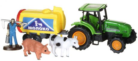 ТехноПарк Игровой набор Трактор с прицепом Молоко
