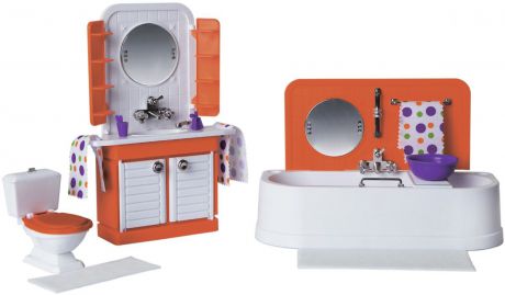 Sima-land Мебель для кукол Ванная комната Конфетти цвет белый оранжевый