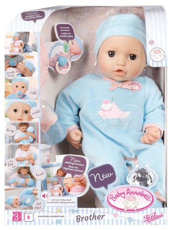 Baby Annabell Пупс с мимикой в голубом комбинезоне 794-654