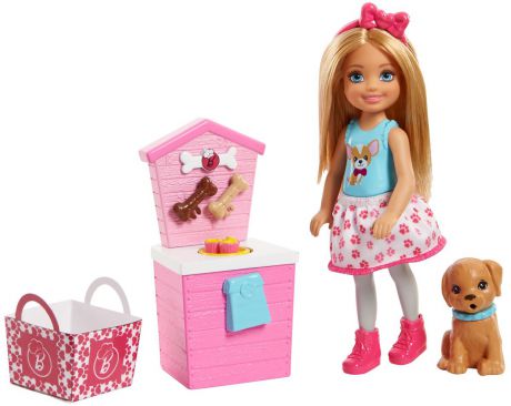 Barbie Игровой набор с куклой Челси и щенок цвет розовый голубой