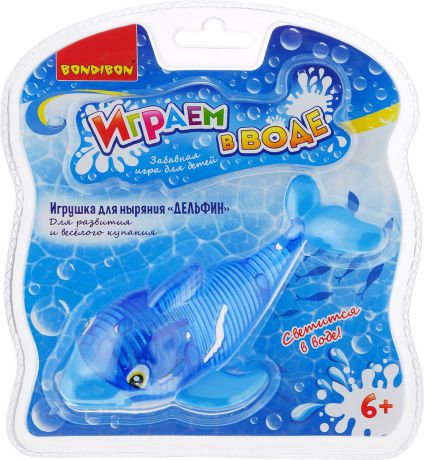 Игрушка для ванной Bondibon "Играем в воде. Дельфин", цвет: синий, голубой