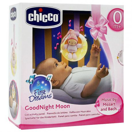 Chicco Музыкальная подвеска на кроватку Луна спокойной ночи цвет розовый