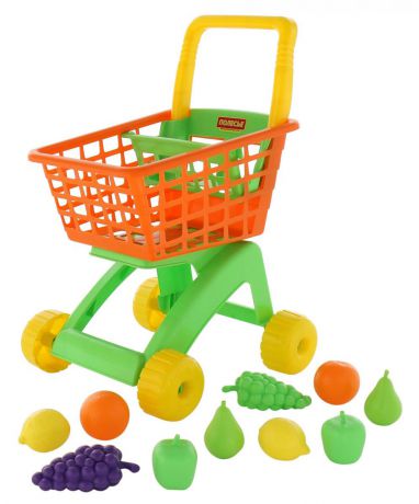 Полесье Игрушечная тележка для магазина с набором продуктов № 7, 10 предметов, цвет в ассортименте