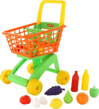 Полесье Игрушечная тележка для магазина набор продуктов № 6, 19 предметов, цвет в ассортименте