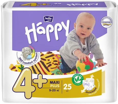 Подгузники Bella baby Happy, размер Maxi Plus 4+ (9-20 кг), 25 шт