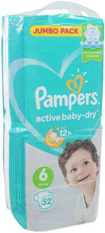 Pampers Подгузники Active Baby-Dry 13-18 кг (размер 6) 52 шт