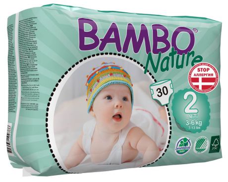 Bambo Nature Подгузники детские одноразовые "Mini", 3-6 кг, 30 шт