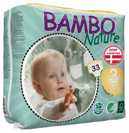 Bambo Nature Подгузники детские одноразовые "Midi" 5-9 кг, 33 шт