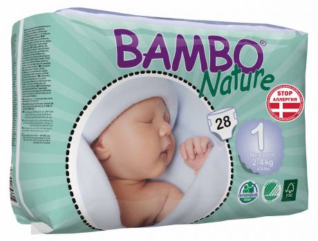 Bambo Nature Подгузники детские одноразовые "New Born", 2-4 кг, 28 шт