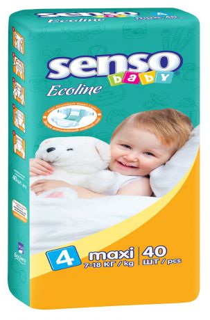 Senso Baby Ecoline Подгузники Maxi 7-18 кг 40 шт