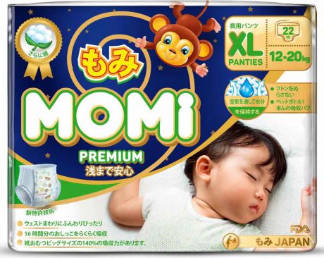 Подгузники-трусики Momi Premium Night, XL ( 12-20 кг), 22 шт