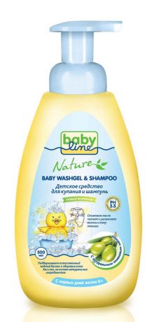 BabyLine Nature Средство для купания и шампунь с оливковым маслом для детей с первых дней жизни 500 мл