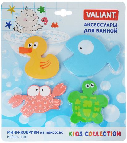 Valiant Мини-коврик для ванной комнаты Глазастики на присосках 4 шт