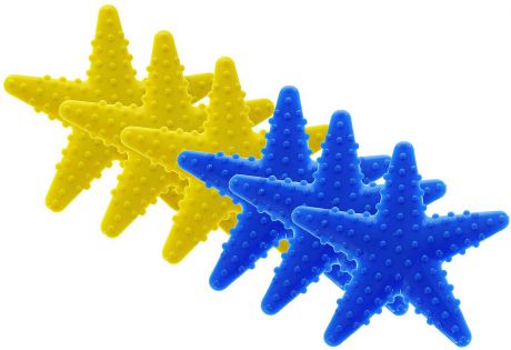Valiant Мини-коврик для ванной комнаты Морская звезда на присосках цвет желтый синий 6 шт