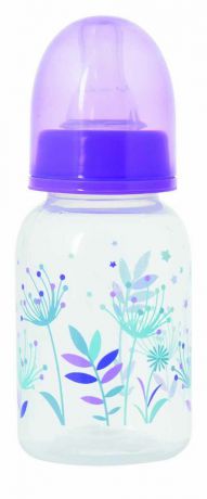 Мир Детства Бутылочка для кормления с силиконовой соской Травы цвет фиолетовый 125 мл