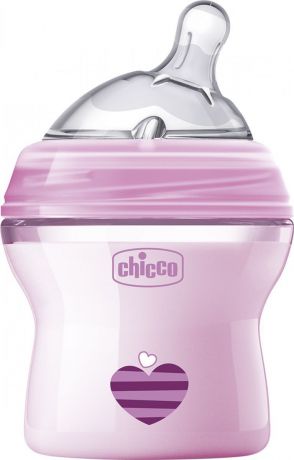 Chicco Бутылочка для кормления с силиконовой соской Natural Feeling от 0 месяцев 150 мл цвет розовый