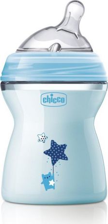 Chicco Бутылочка для кормления с силиконовой соской Natural Feeling от 2 месяцев 250 мл цвет голубой