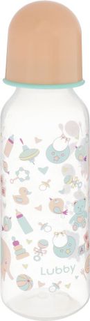 Lubby Бутылочка для кормления с силиконовой соской Малыши и малышки от 0 месяцев цвет персиковый 250 мл