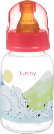 Бутылочка для кормления Lubby Веселые животные, с латексной соской, от 0 месяцев, цвет в ассортименте, 125 мл