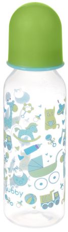 Lubby Бутылочка для кормления с силиконовой соской Малыши и малышки от 0 месяцев цвет зеленый голубой 250 мл