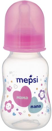 Mepsi Бутылочка для кормления с силиконовой соской от 0 месяцев цвет розовый 125 мл