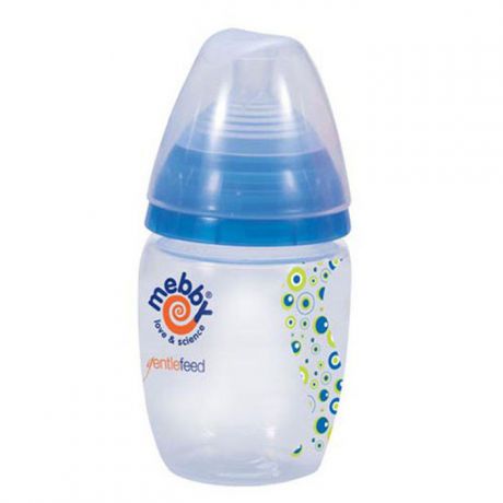 Бутылочка для кормления "Mebby", 160 мл, от 0 месяцев, цвет: синий