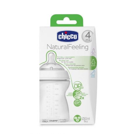 Chicco Бутылочка для кормления с силиконовой соской Natural Feeling от 4 месяцев 250 мл