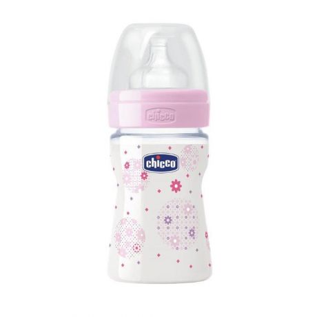 Chicco Бутылочка для кормления с силиконовой соской Well-Being Girl от 0 месяцев 150 мл