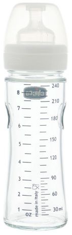 Chicco Бутылочка для кормления с силиконовой соской Well-Being Glass от 0 месяцев 240 мл