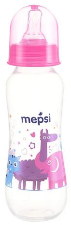 Mepsi Бутылочка для кормления с силиконовой соской от 0 месяцев цвет розовый 250 мл
