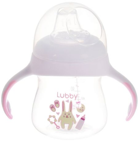 Lubby Поильник-непроливайка со сменным носиком Малыши и Малышки от 4 месяцев цвет светло-сиреневый розовый 150 мл