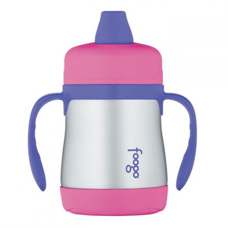 Термос-поильник Phases "Foogo" с мягким носиком и ручками, цвет: розовый, сиреневый, 200 мл