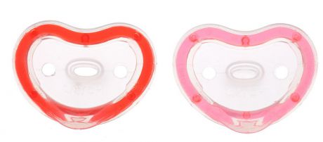 Munchkin Пустышка силиконовая ортодонтическая Latch от 3 до 6 месяцев цвет красный розовый 2 шт