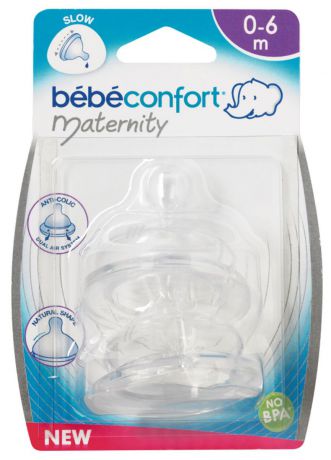 Bebe Confort Соска Maternity T0 силикон 0-6 месяцев 2 шт